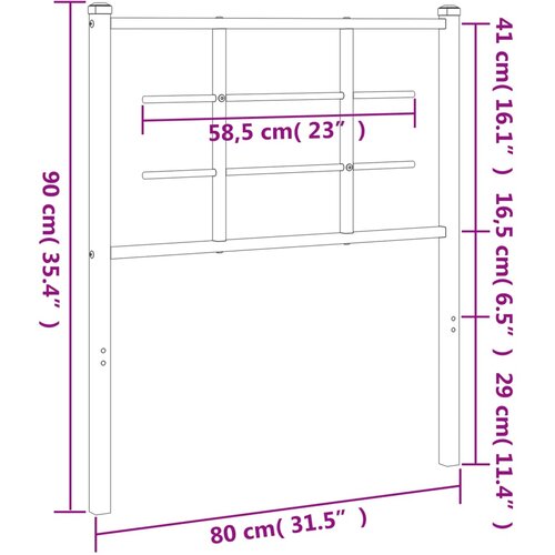  Metalno zamjensko uzglavlje crno 75 cm Slike