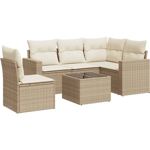 vidaXL 6-dijelni set vrtnih sofa s jastucima bež od poliratana Cijene