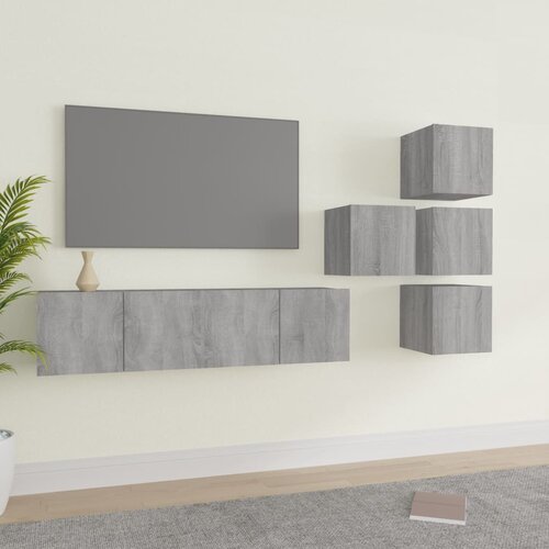 VidaXL 6-dijelni set TV ormarića sivog sonome konstruirano drvo Slike