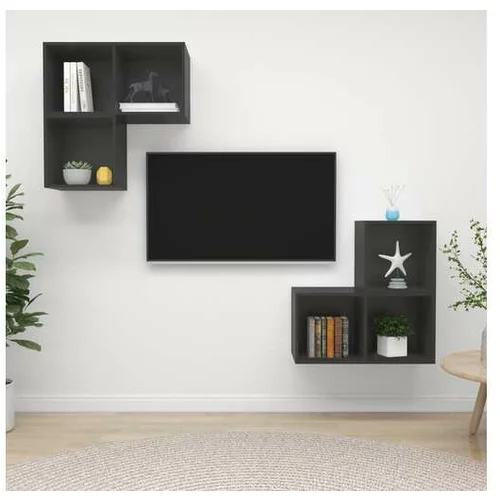 Den Komplet TV omaric 4-delni siva iverna plošča