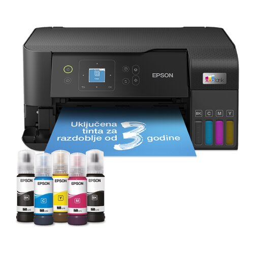 Epson Printer EcoTank L3560 print/scan/copy/fax Rez.4.800 x 1.200 dpi. 33str/min Monokrom.20str/min Colour. ADF.Duplex.USB, LAN.WiFi. tinte br.103 Cijene