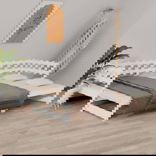  Izvlečna dnevna postelja bela 2x(80x200) cm trdna borovina, (20645583) Slike
