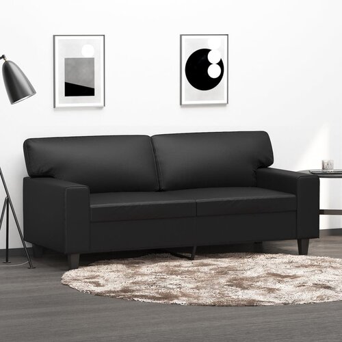  The Living Store Dvosed črna 140 cm umetno usnje - Kavč Dvosed, (21447904) Slike