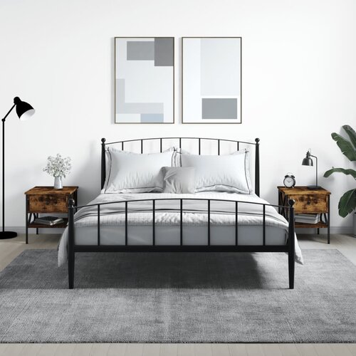 VidaXL Nočna mizica 2 kosa dimljeni hrast 40x42x45 cm inženirski les Slike