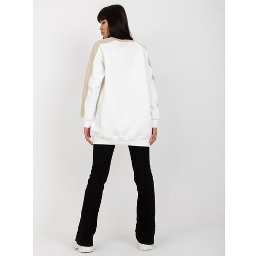 Fashion Hunters Basic white and beige sweatshirt tunic, oversized RUE PARIS cut Cene