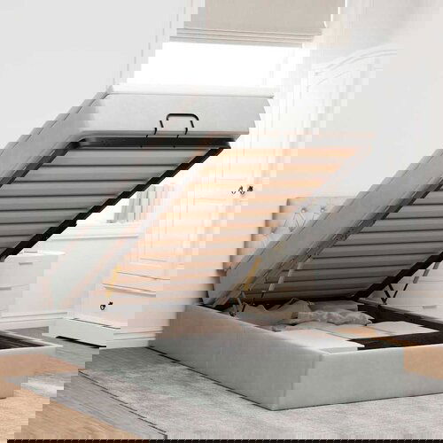 VidaXL Okvir kreveta s madraca svijetlosivi 90x190cm bar&amp;scaron;unasti Slike