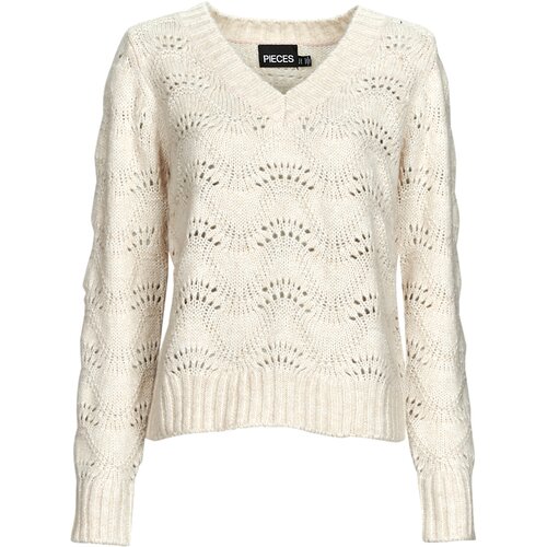 Pieces PCBIBBI LS V-NECK KNIT Bijela Slike