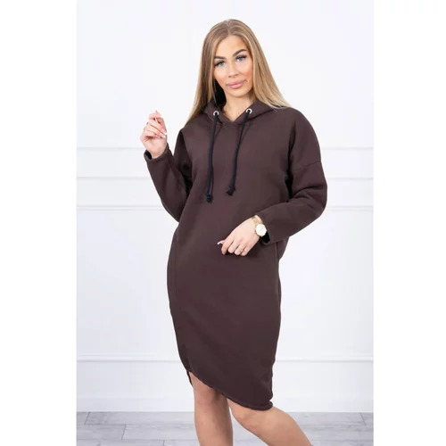 Kesi Dress with a hood and a slit on the side brown