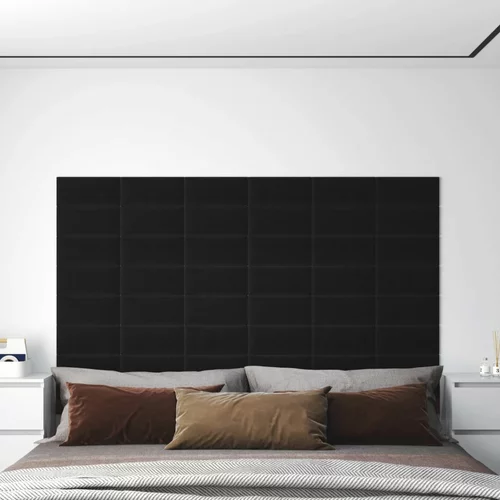  Zidne ploče od tkanine 12 kom crne 30 x 15 cm 0,54 m²