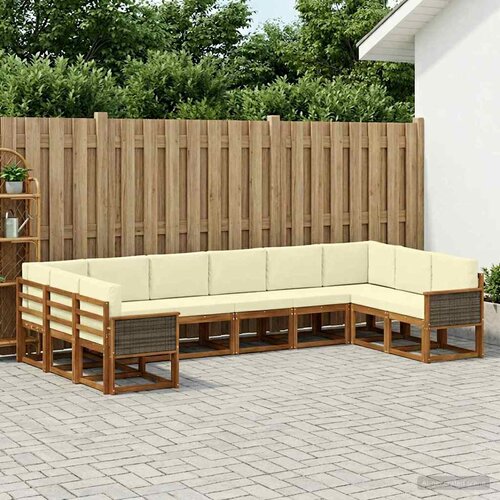  Set vanjskih sofa 10 kom. Prirodna i krem Čvrsto drvo akacije Smeđa 363 x 187,5 x 73 cm Cene