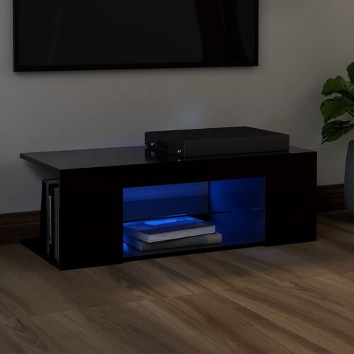 VidaXL TV omarica z LED lučkami črna 90x39x30 cm Slike