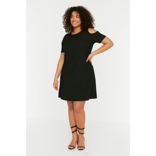 Trendyol Curve Black Shoulder Detailed Knitted Dress Slike