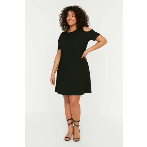 Trendyol Curve Black Shoulder Detailed Knitted Dress