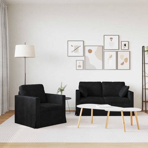  Set sofe 2 pcs Crna 138 x 78 x 80 cm Bar&amp;scaron;un Slike