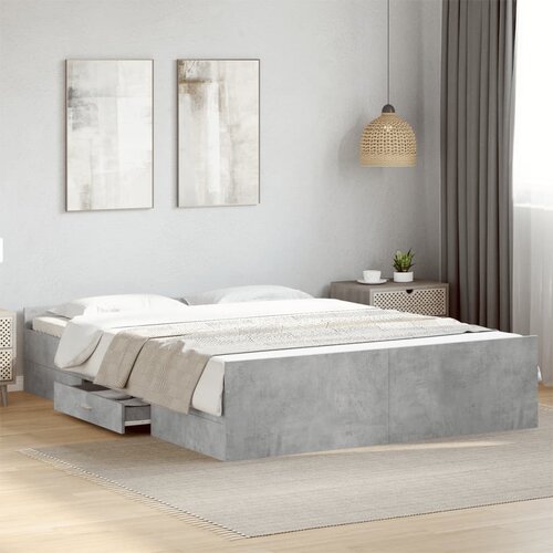 Furnova Posteljni okvir s predali betonsko siv 160x200cm inženirski les, (21934528) Slike