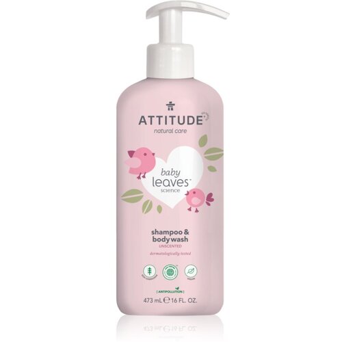 Attitude Baby Leaves Unscented gel za tu&amp;scaron;iranje i &amp;scaron;ampon 2 u 1 za djecu 473 ml Slike