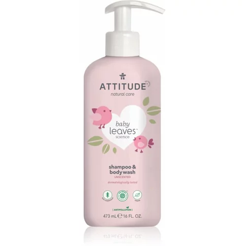 Attitude Baby Leaves Unscented gel za tuširanje i šampon 2 u 1 za djecu 473 ml
