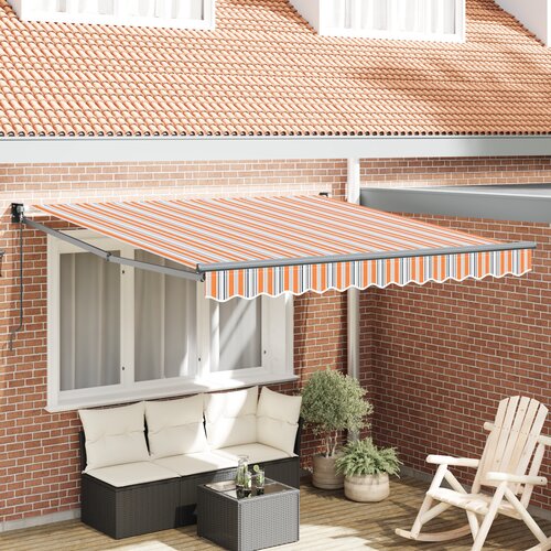 VidaXL Ročna retraktibilna tenda večbarvni črt 350x250 cm Slike
