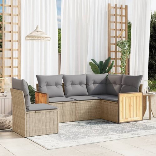  5-dijelni vrtni set sofa s jastucima bež od poliratana Cijene