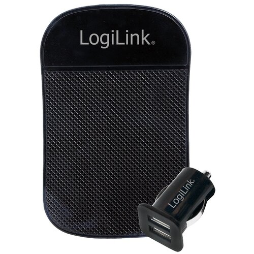 Logilink USB 2-Port punjač za auto, plus pogloga protiv klizanja, crna Cene