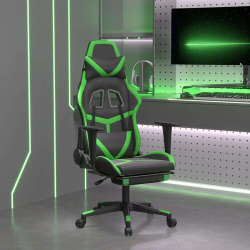  Gaming stol z oporo za noge črno in zeleno umetno usnje, (21152219) Cene