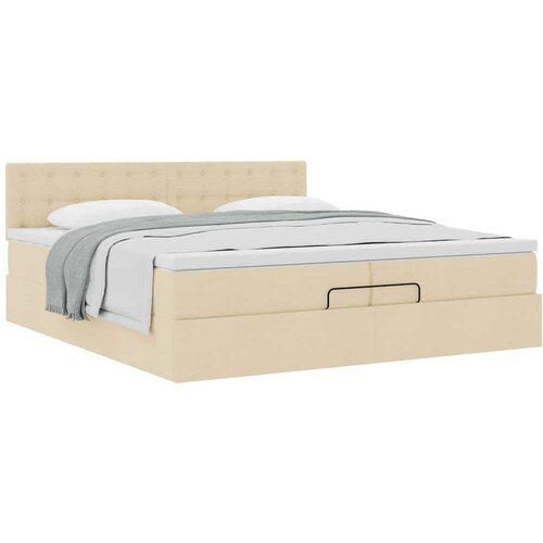 VidaXL Otomanski krevet s madracem krem 200x200 cm tkanine Slike