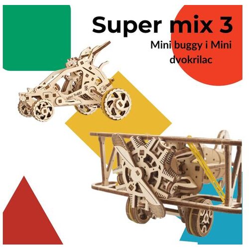 UGEARS 3D puzzle Super mix 3 - Buggy i dvokrilac Cene