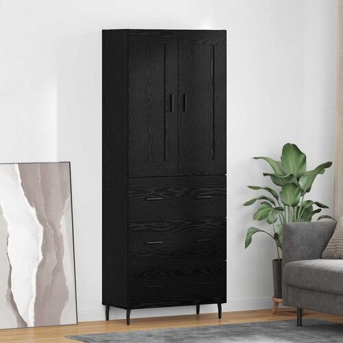 Highboard s ladicama 2 pcs Crni hrast Konstruirano drvo Cijene