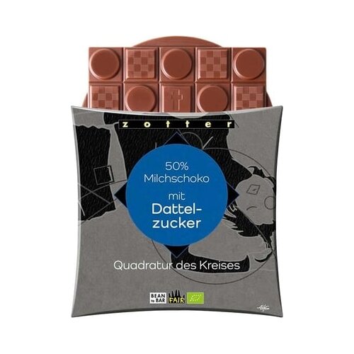 Zotter Schokoladen Bio Quadratur des Kreises s 50% mlečne čokolade z datljevim sladkorjem Cene