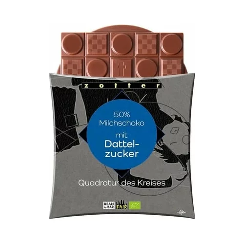 Zotter Schokoladen Bio Quadratur des Kreises s 50% mlečne čokolade z datljevim sladkorjem