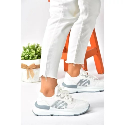 Fox Shoes White Fabric Thick Soled Sneakers Sneakers