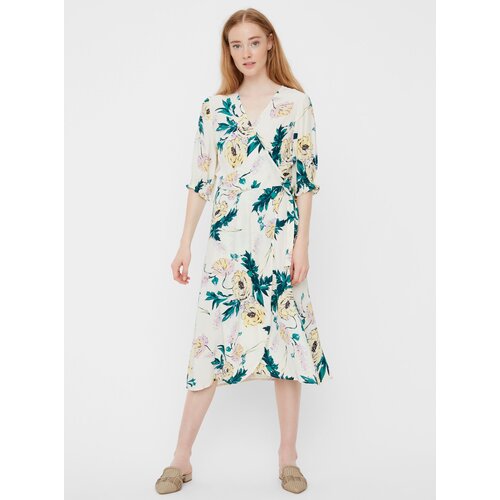 Vero_Moda Cream floral wrap midi dress Oline - Women&amp;#039;s Slike