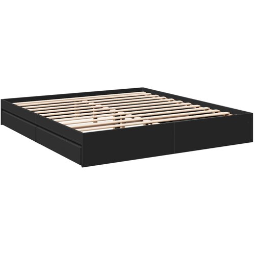 VidaXL Posteljni okvir s predali črn 200x200 cm inženirski les, (21216377) Slike
