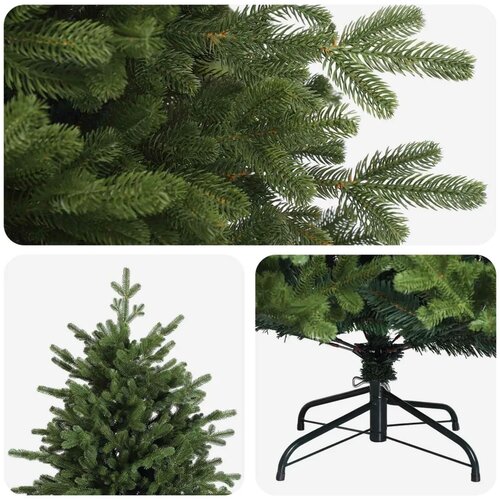  Umjetno božićno drvce s nogom 150 cm PVC i metal Zelena - 150 cm bez LED svjetala Slike
