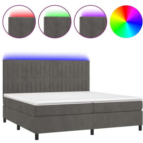  Box spring s madracem LED tamnosivi 200x200 cm bar&amp;scaron;un Slike