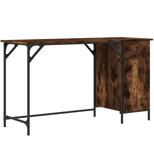 Maison Chic Računalniška miza - pisarniška miza dimljen hrast 131x48x75 cm inženirski les, (21785144) Cene