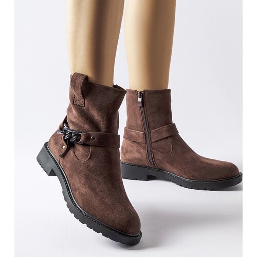 Gemre Brown eco-suede ankle boots Valente Cene