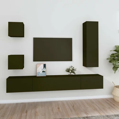  5-dijelni set TV ormarića crni od konstruiranog drva