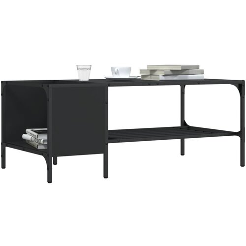 vidaXL Klubska mizica z regalom črna 100x51x40 inženirski les Cene