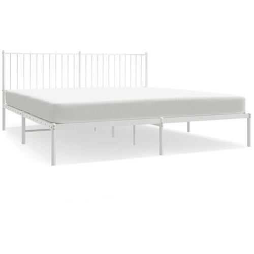VidaXL Kovinski posteljni okvir z vzglavjem bel 180x200 cm, (20600854) Slike