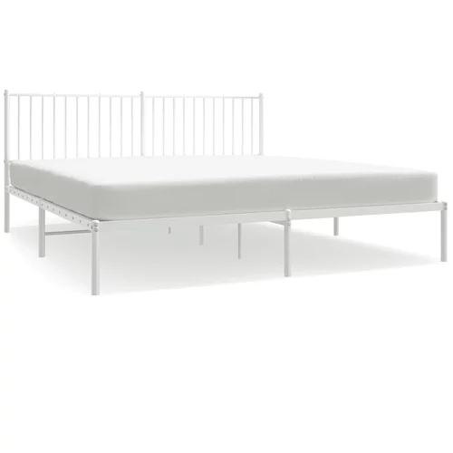 vidaXL Kovinski posteljni okvir z vzglavjem bel 180x200 cm, (20600854)