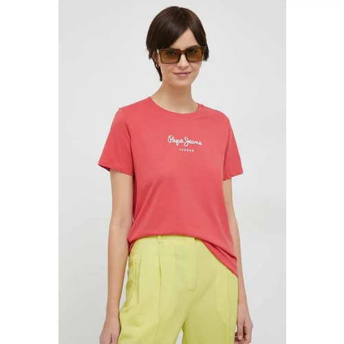 PepeJeans Bombažna kratka majica Wendy rdeča barva