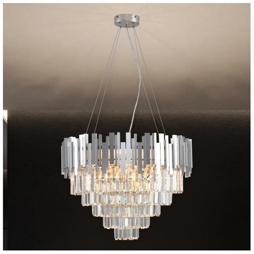  Kristalni luster na sajli PLAZA 9xE14/40W/230V, prečnik 60 cm, srebrne boje Cene