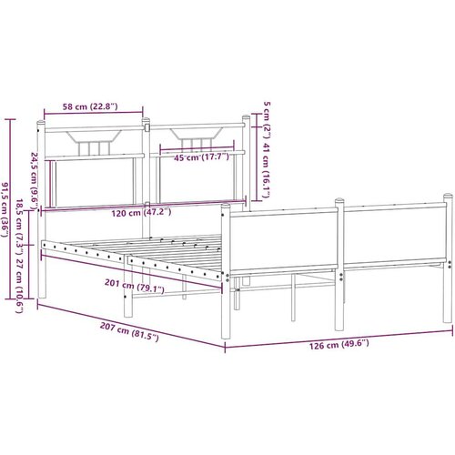 VidaXL Okvir kreveta bez madraca smeđa boja hrasta 120 x 200 cm drveni Slike