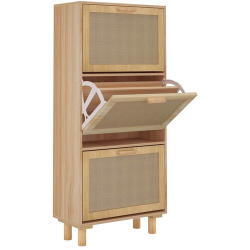Maison Chic Omarica za obutev - Kopa za čevlje rjava 52x25x115 cm inž. les in naravni ratan, (21777367) Cene