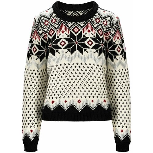 Dale of Norway Vilja Womens Knit Sweater Black/Off White/Red Rose S Jumper Slike