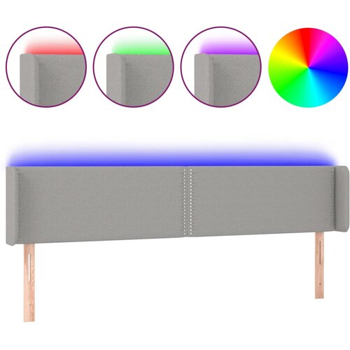 Maison Chic led posteljno vzglavje - vzglavna omarica - nočna omarica svetlo sivo 183x16x78/88 cm blago, (21709134) Slike