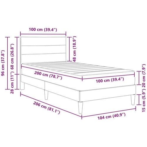  Okvir za krevet Plava 100 x 200 cm Poliester - Plava 100 x 200 cm Slike