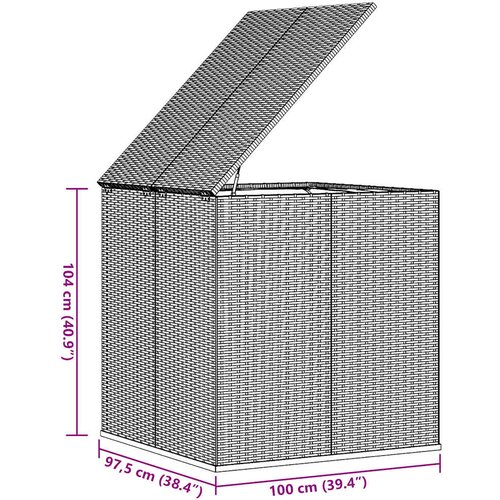  Kutija za vrtne jastuke od PE ratana 100 x 97,5 x 104 cm crna Slike