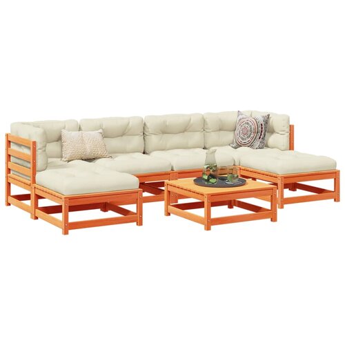 VidaXL 7-dijelni set vrtnih sofa s jastucima vo&amp;scaron;tano smeđi od borovine Slike